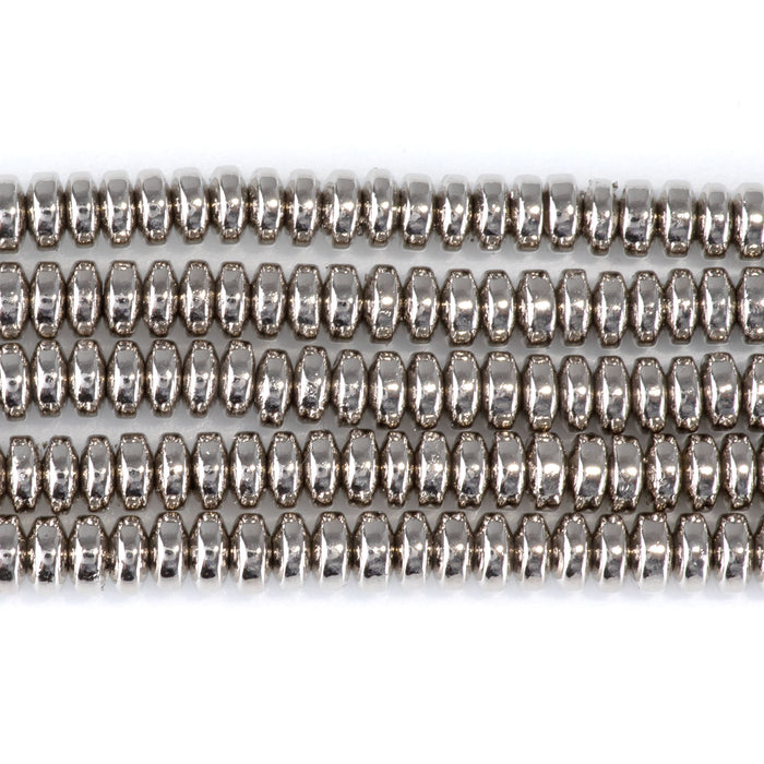 Hematite Antique Silver Plated 4mm Rondelle - 15-16 Inch