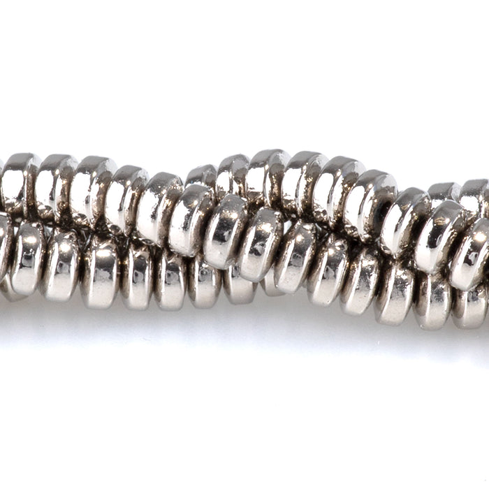 Hematite Antique Silver Plated 4mm Rondelle - 15-16 Inch