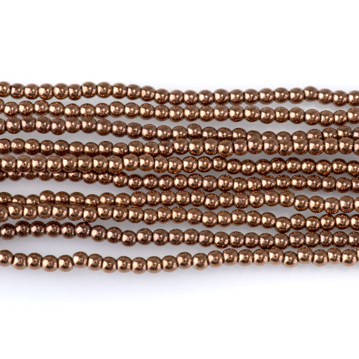 Hematite Copper Plated 2mm Round - 15-16 Inch