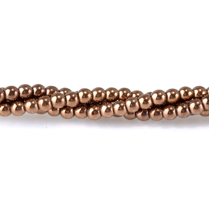 Hematite Copper Plated 2mm Round - 15-16 Inch