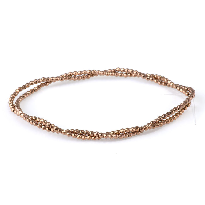 Hematite Copper Plated 2mm Faceted Round - 15-16 Inch