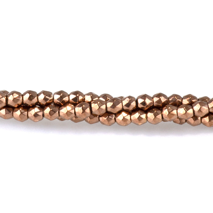 Hematite Copper Plated 2mm Faceted Round - 15-16 Inch