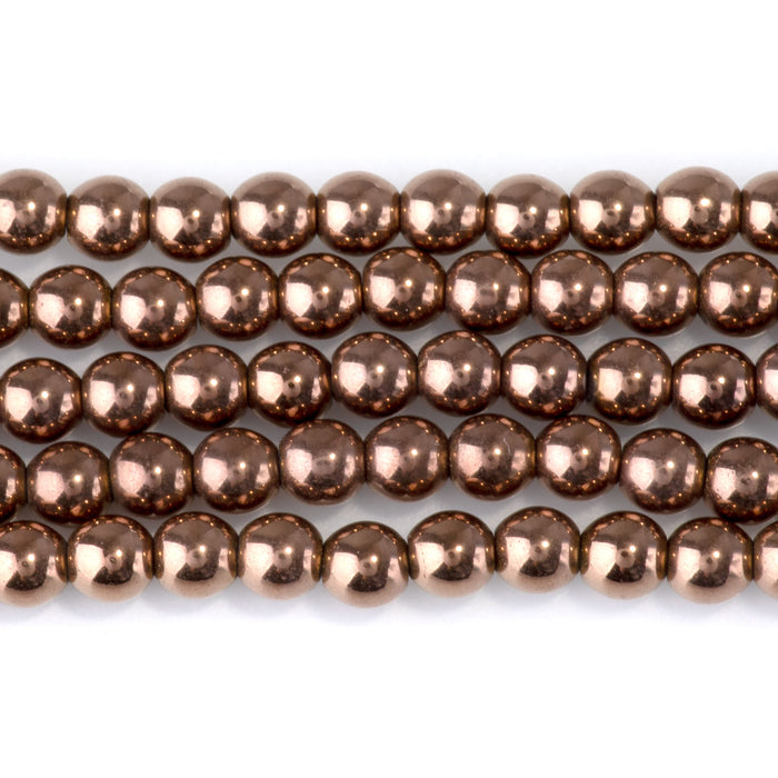 Hematite Copper Plated 4mm Round - 15-16 Inch