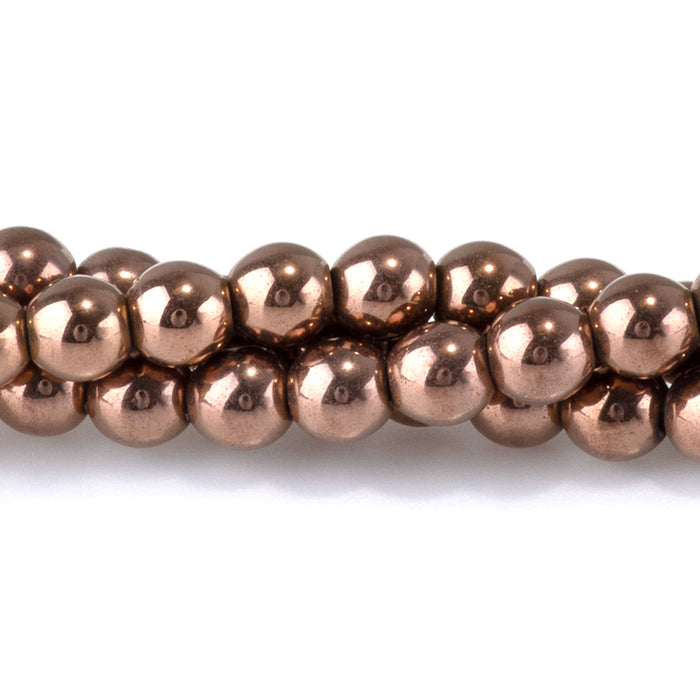Hematite Copper Plated 4mm Round - 15-16 Inch
