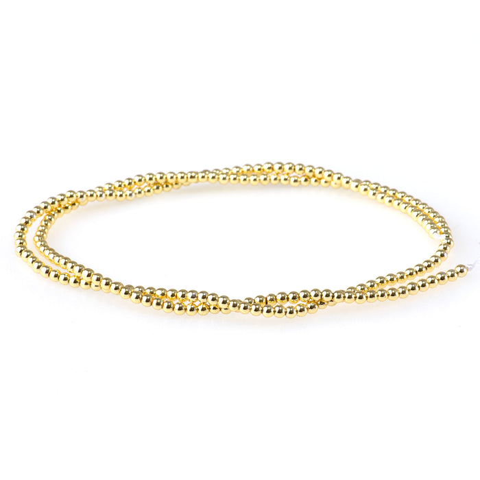 Hematite Dark Gold Plated 2mm Round - 15-16 Inch