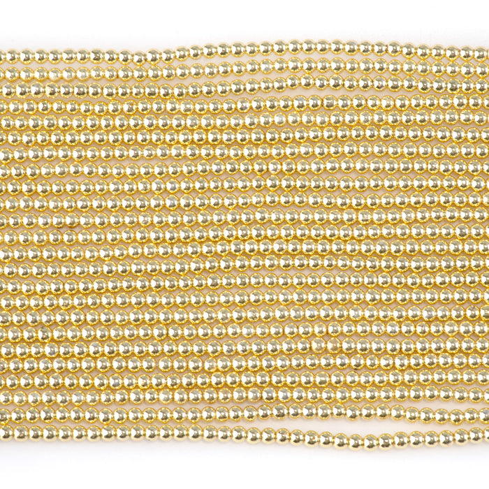 Hematite Dark Gold Plated 2mm Round - 15-16 Inch