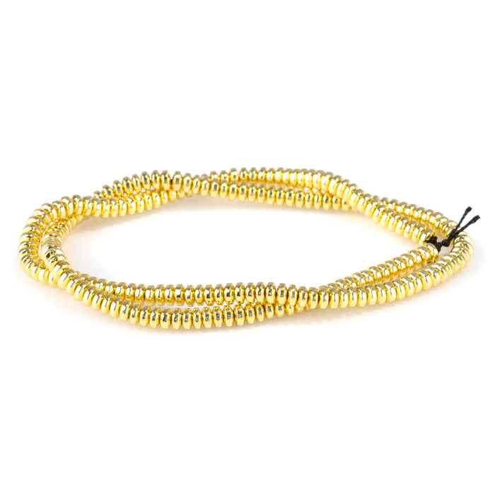 Hematite Dark Gold Plated 4mm Rondelle - 15-16 Inch