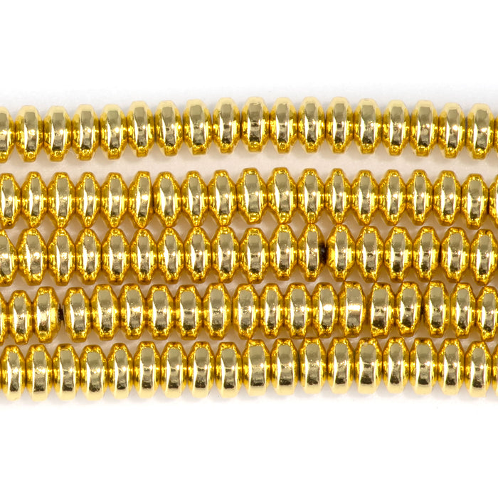 Hematite Dark Gold Plated 4mm Rondelle - 15-16 Inch