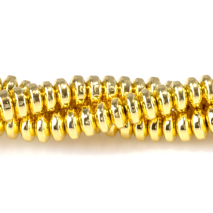 Hematite Dark Gold Plated 4mm Rondelle - 15-16 Inch