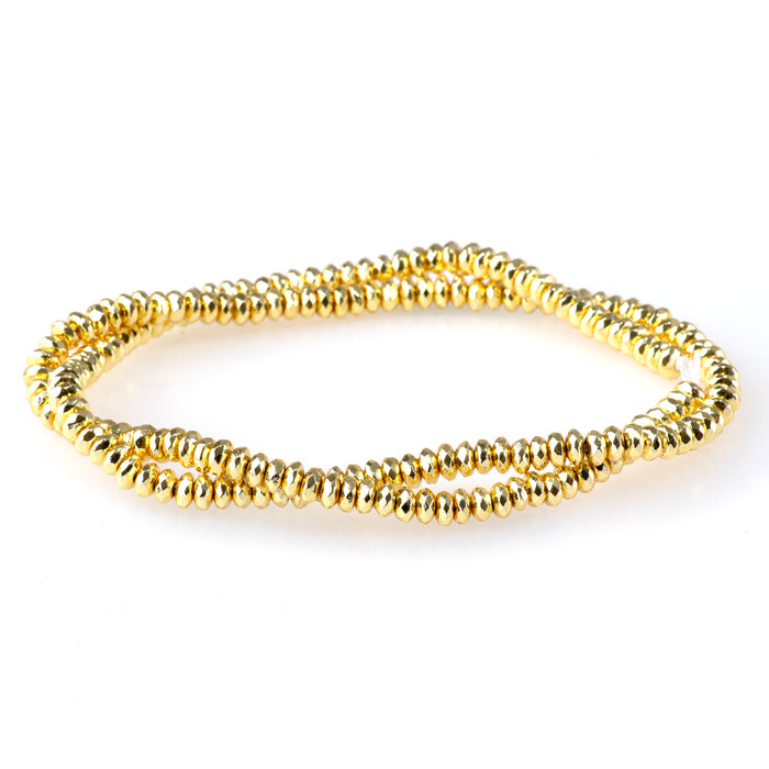 Hematite Dark Gold Plated 4mm Faceted Rondelle 15-16 Inch