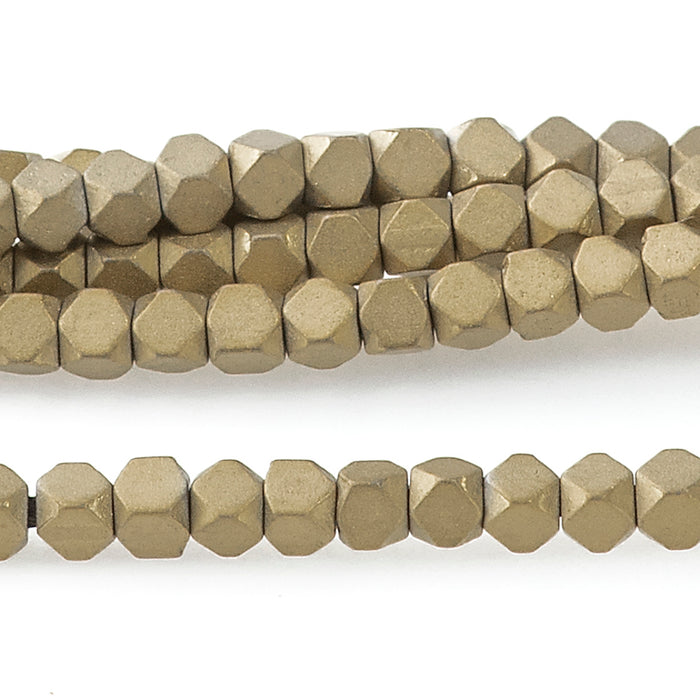 MATTE Hematite Light Gold Plated 2mm Cut Cube 15-16 Inch