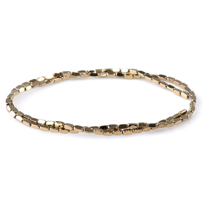 Hematite Light Gold Plated 2x4 Cut Nugget 15-16 Inch