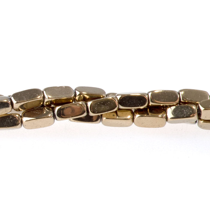 Hematite Light Gold Plated 2x4 Cut Nugget 15-16 Inch