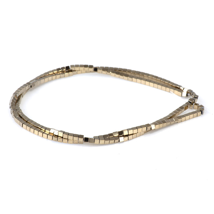 Hematite Pyrite Plated 2mm Cube   - 15-16 Inch