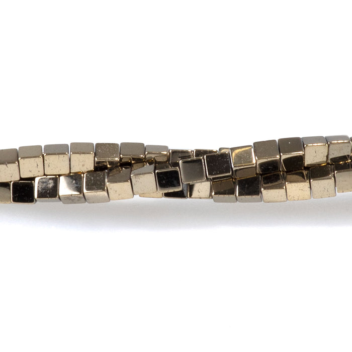 Hematite Pyrite Plated 2mm Cube   - 15-16 Inch