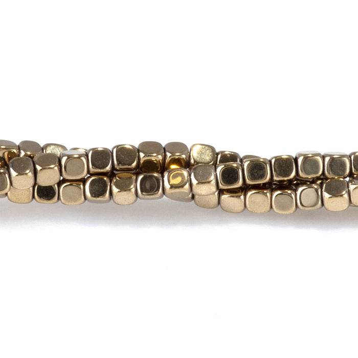 Hematite Pyrite Plated 2mm Corner Cut Cube - 15-16 Inch