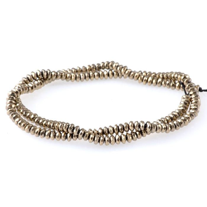 Hematite Pyrite-Plated 4mm Faceted Rondelle 15-16 Inch