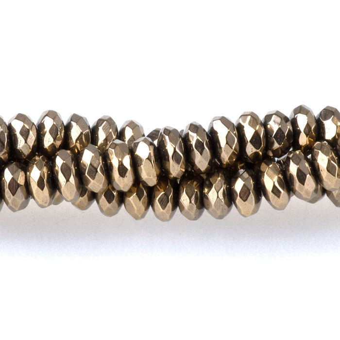 Hematite Pyrite-Plated 4mm Faceted Rondelle 15-16 Inch