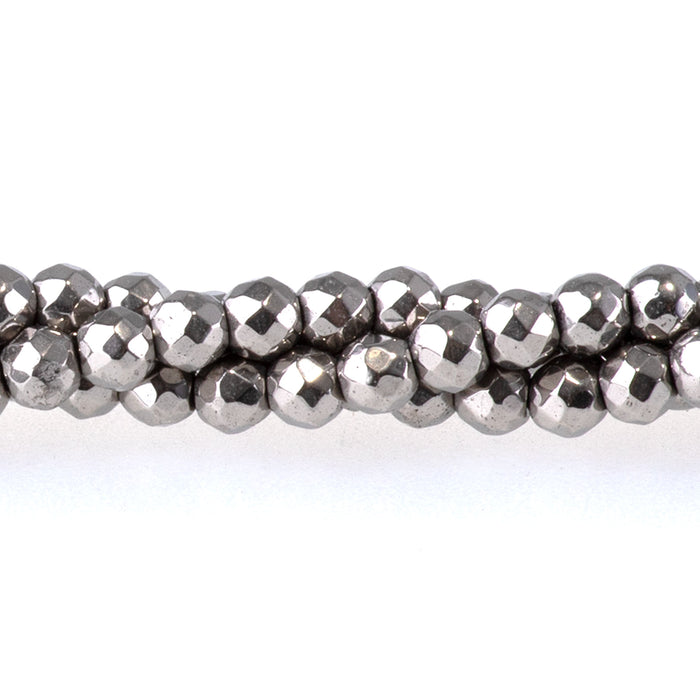 Hematite Steel Plated 3mm Faceted Round 15-16 Inch