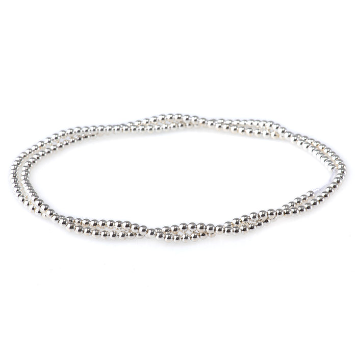 Hematite White Silver Plated 2mm Round 15-16 Inch