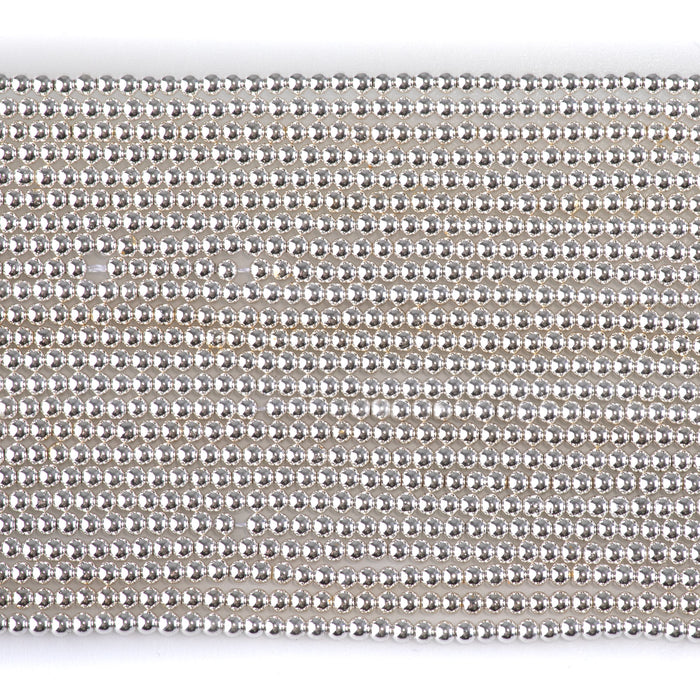 Hematite White Silver Plated 2mm Round 15-16 Inch