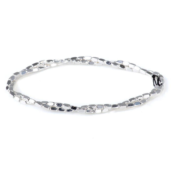 Hematite White Silver 2x4mm Corner Cut Nugget - 15-16 Inch