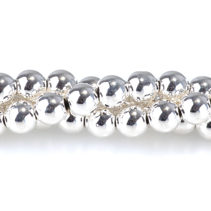 Hematite White Silver Plated 4mm Round 15-16 Inch