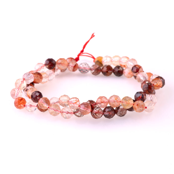 Red Hematoid Quartz 6mm Faceted Round - 15-16 Inch
