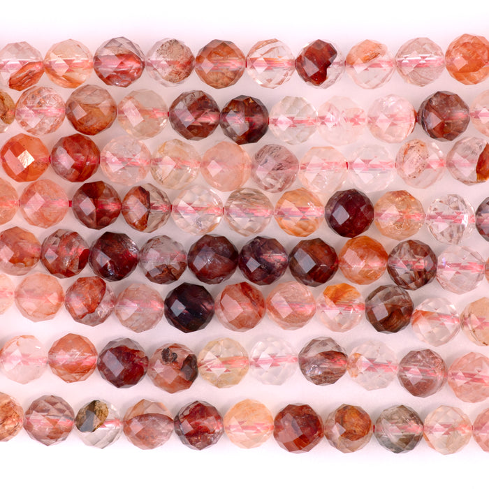Red Hematoid Quartz 6mm Faceted Round - 15-16 Inch