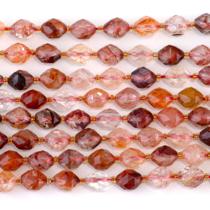 Hematoid Quartz 6x8mm Triangle Cut Faceted Rice Bead AA Grade - 15-16 Inch