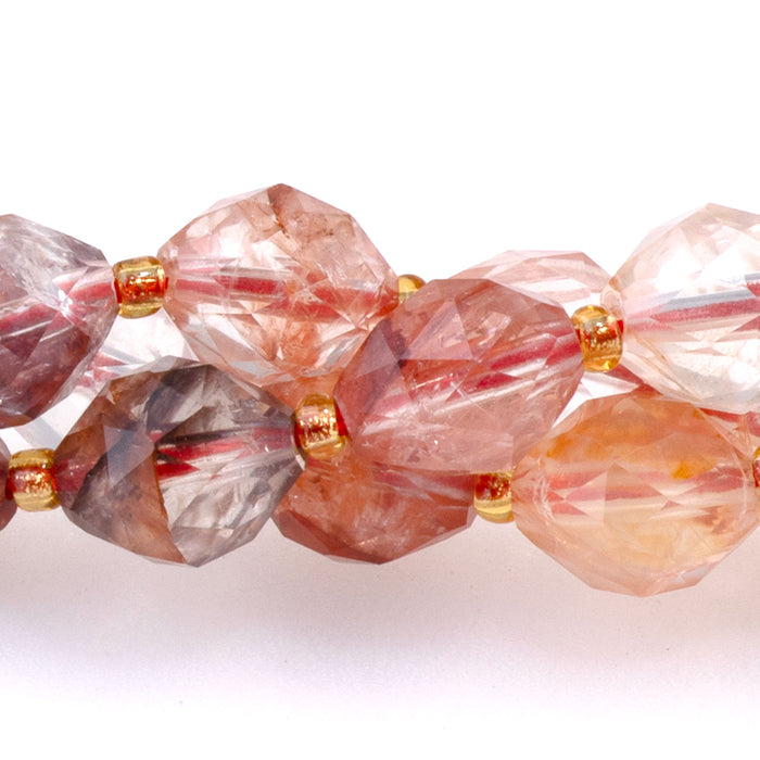 Hematoid Quartz 6x8mm Triangle Cut Faceted Rice Bead AA Grade - 15-16 Inch