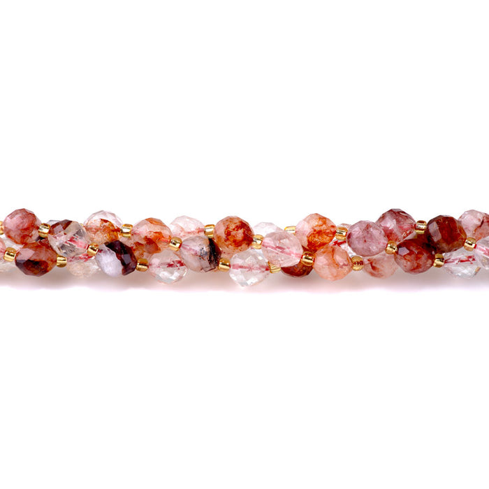 Red Hematoid Quartz 7x8mm Faceted Egg - 15-16 Inch