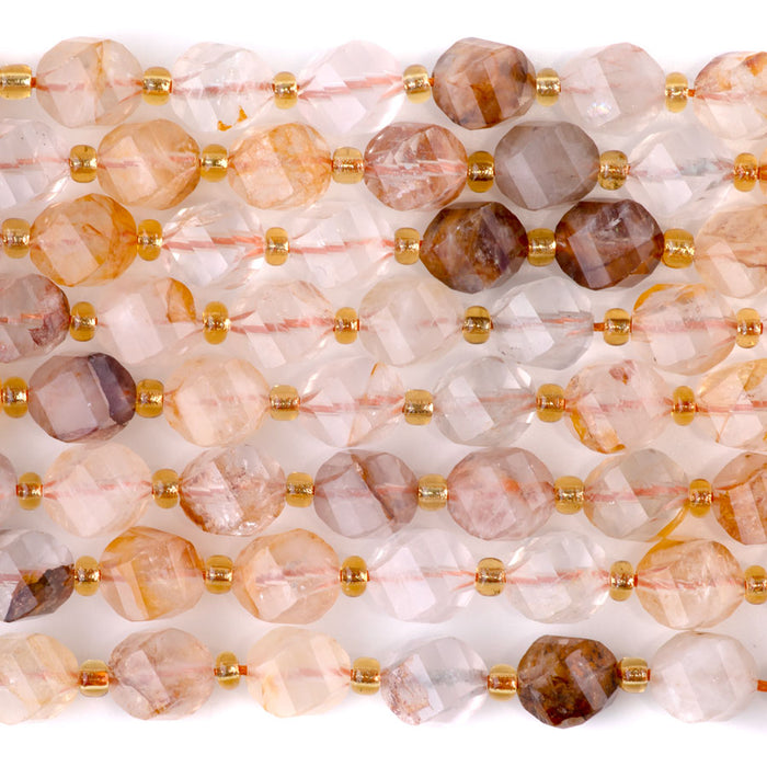 Golden Hematoid Quartz 7x8mm Faceted Swirl Oval - 15-16 Inch