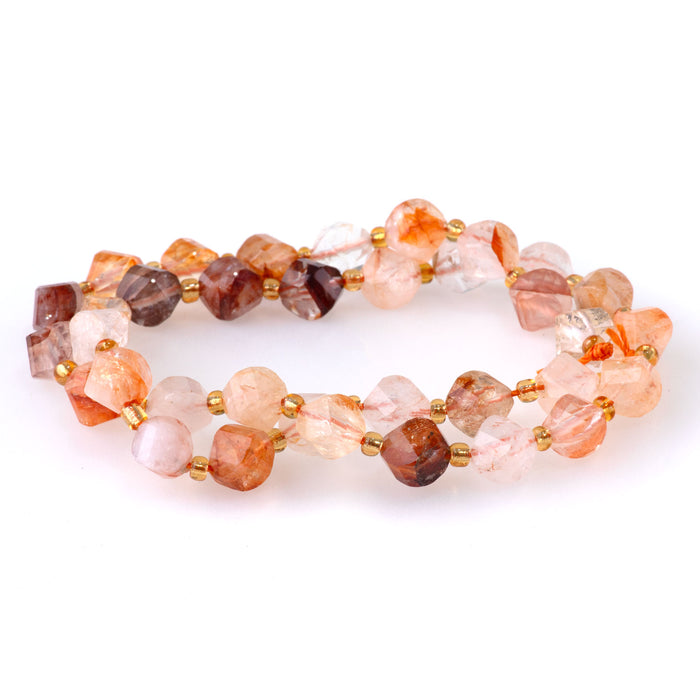 Red Hematoid Quartz 7x8mm Faceted Swirl Oval - 15-16 Inch