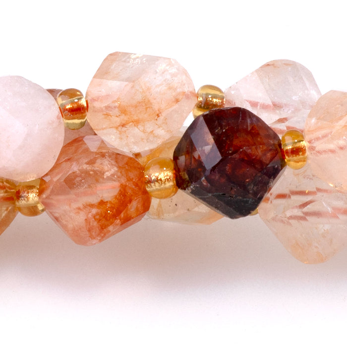 Red Hematoid Quartz 7x8mm Faceted Swirl Oval - 15-16 Inch