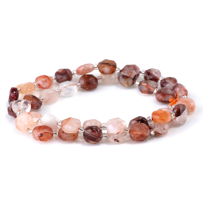 Red Hematoid Quartz 8mm Star Cut Coin - 15-16 Inch