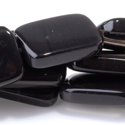 This is a Dakota Stones 13x18mm Ice Obsidian Rectangle Gemstone strand of round beads in 8 inch strand.