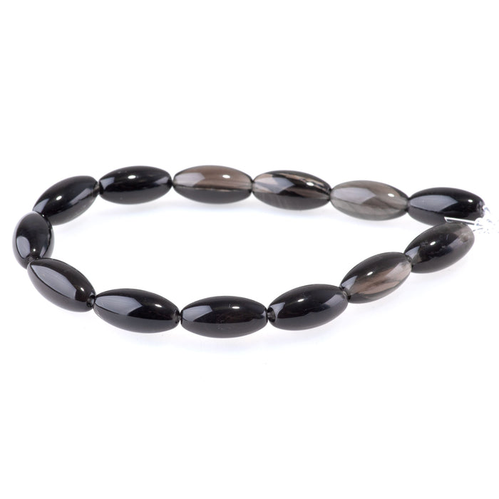 Ice Obsidian 8x16mm Rice Bead - 8-Inch