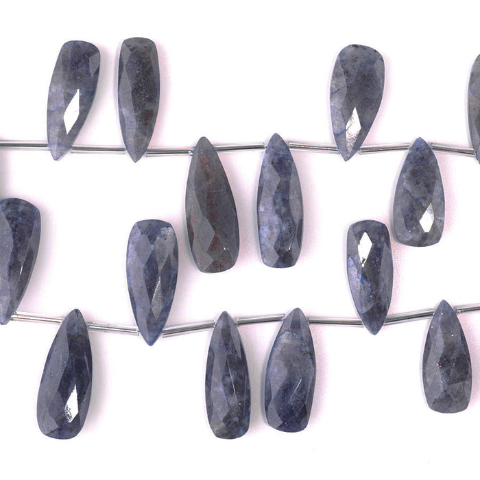 Iolite 10x19-15x36 Graduated Faceted Tear Drop - 8 Inch