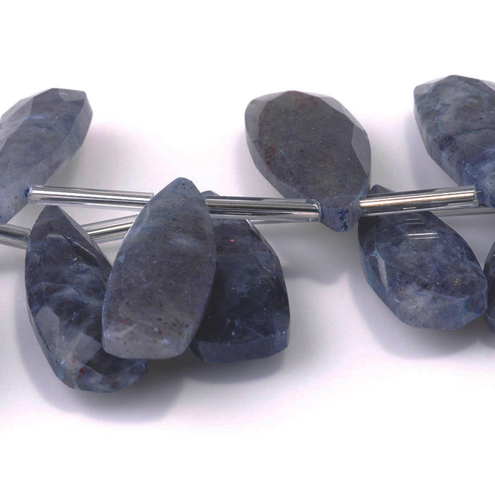 Iolite 10x19-15x36 Graduated Faceted Tear Drop - 8 Inch