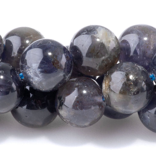This is a Dakota Stones 10mm Iolite Gemstone strand with A grade round beads in 15-16 inch strand.