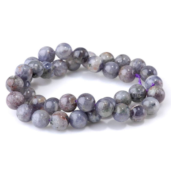 Bloody Iolite 10mm Round A Grade - 15-16 Inch