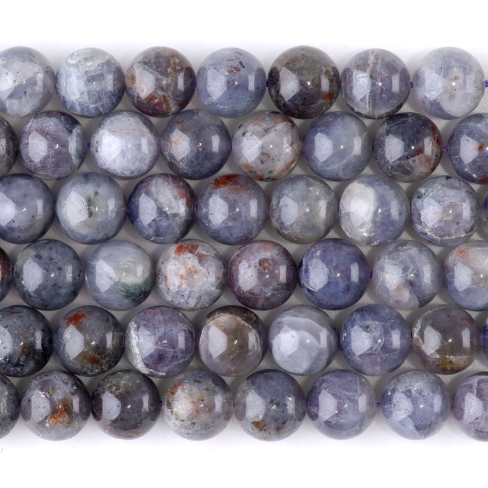 Bloody Iolite 10mm Round A Grade - 15-16 Inch
