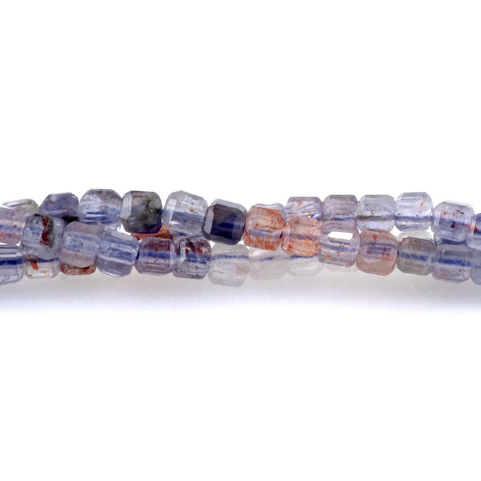 Bloody Iolite 2mm Cube Faceted Banded - 15-16 Inch