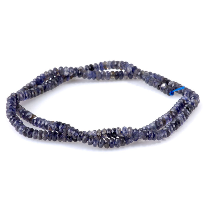 Iolite 2x4mm Thin Rondelle Faceted AA Grade - 15-16 Inch