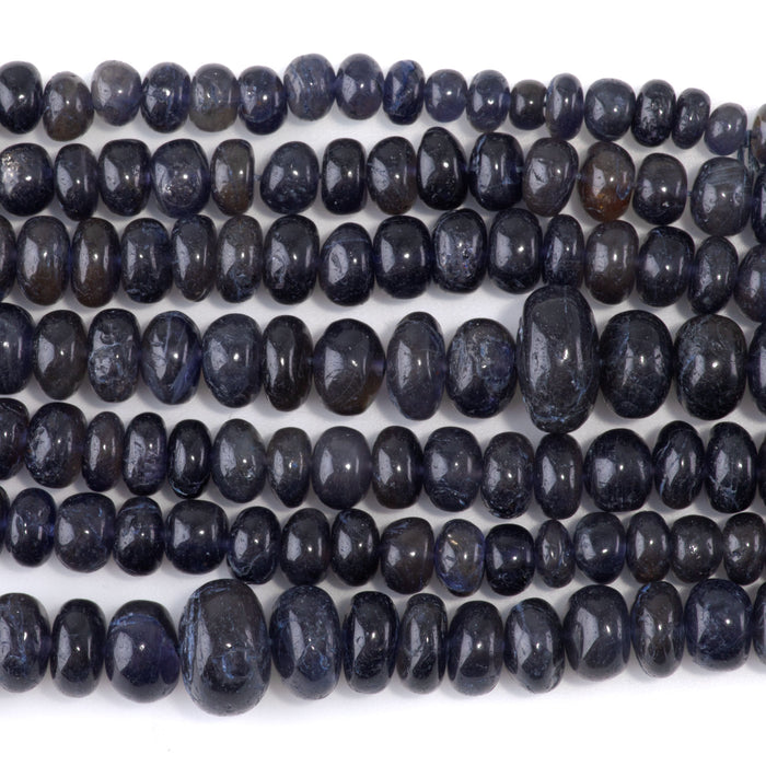Iolite 3x6-9x14mm Graduated Irregular Rondelle - 15-16 Inch