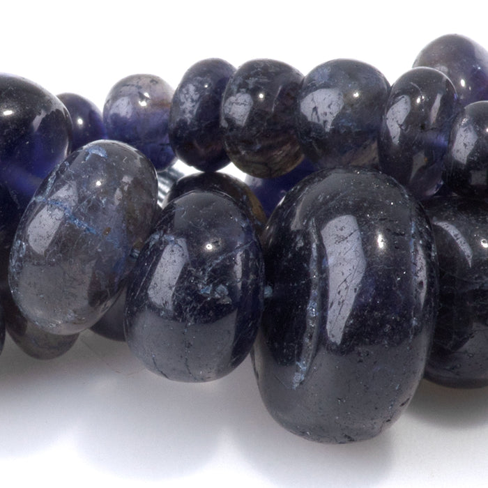 Iolite 3x6-9x14mm Graduated Irregular Rondelle - 15-16 Inch