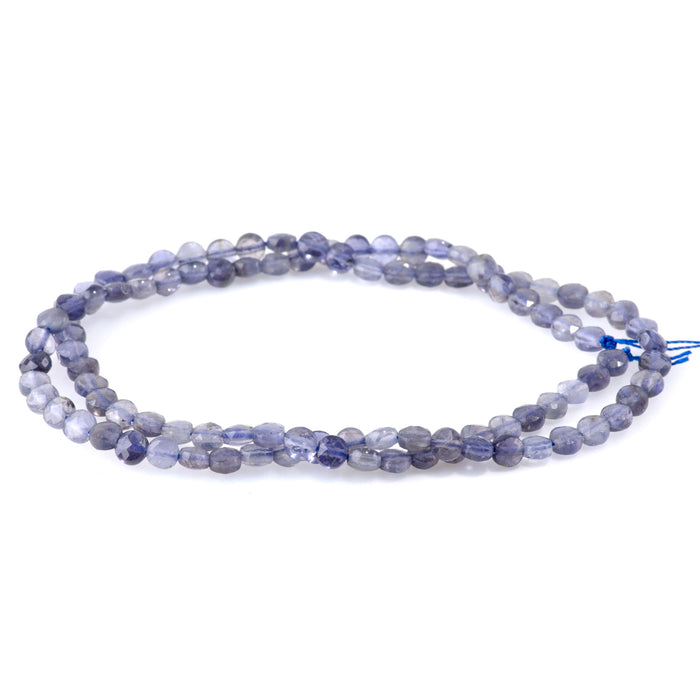 Iolite 4mm Faceted Coin 15-16 Inch