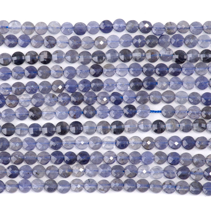 Iolite 4mm Faceted Coin 15-16 Inch