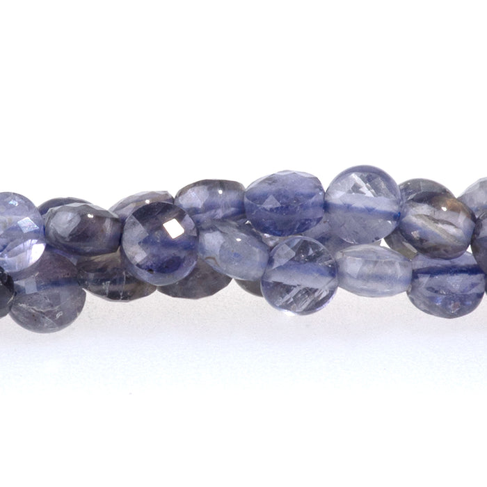 Iolite 4mm Faceted Coin 15-16 Inch